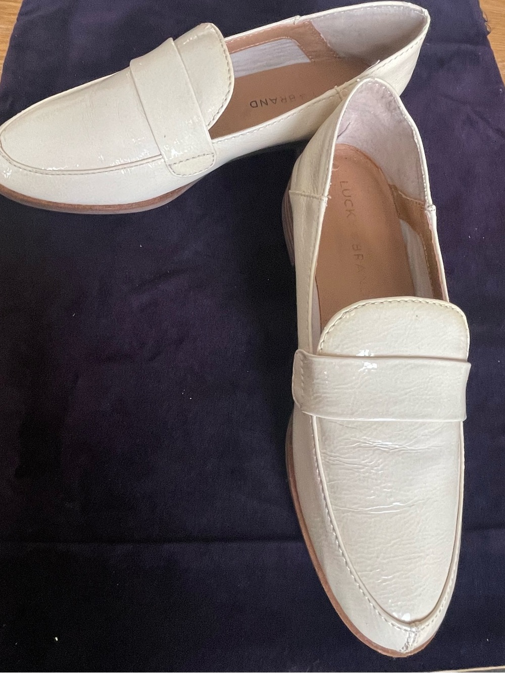 Lucky Brand Men’s Cream Patent Slip-On Loafers